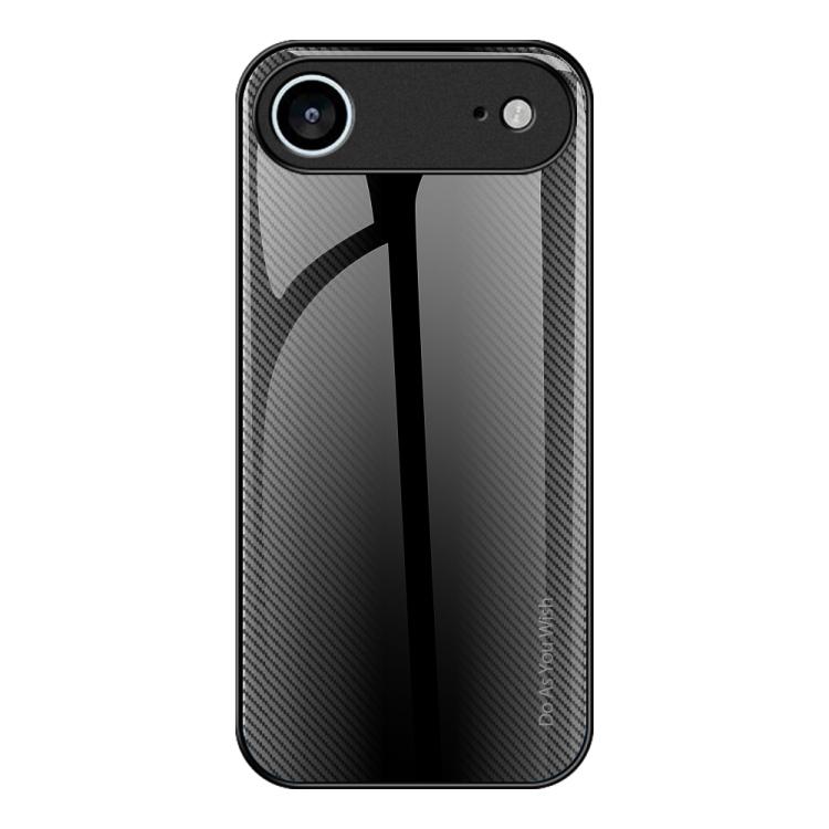 For iPhone Air Texture Gradient Glass TPU Phone Case(Black)
