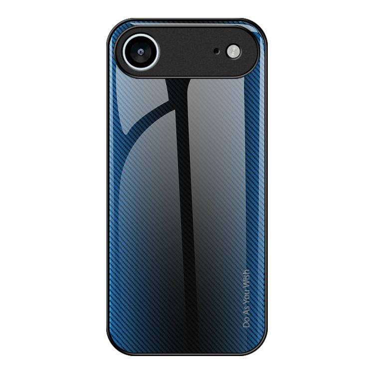 For iPhone Air Texture Gradient Glass TPU Phone Case(Blue)