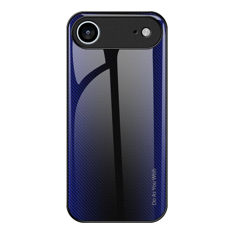 For iPhone Air Texture Gradient Glass TPU Phone Case(Dark Blue)