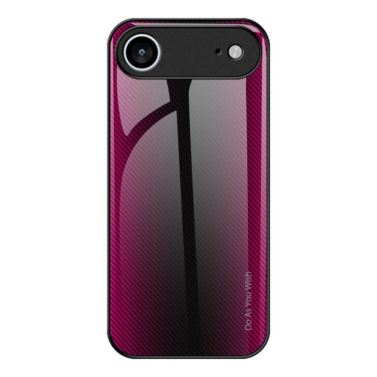 For iPhone Air Texture Gradient Glass TPU Phone Case(Rose Red)
