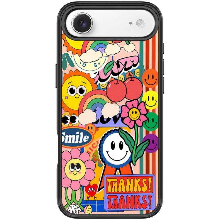 For iPhone Air Thanks Sunflower Pattern Magnetic Phone Case(Black)