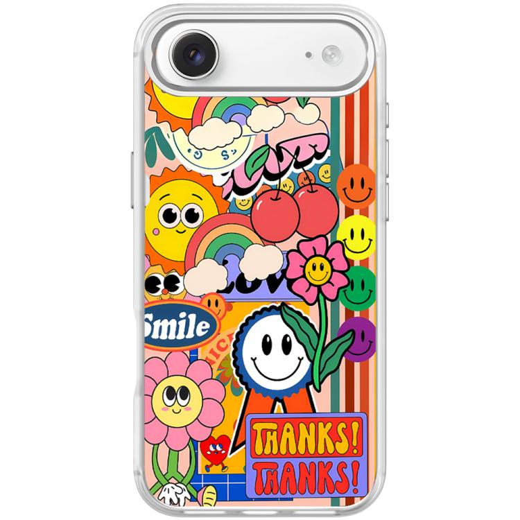 For iPhone Air Thanks Sunflower Pattern Magnetic Phone Case(Transparent White)
