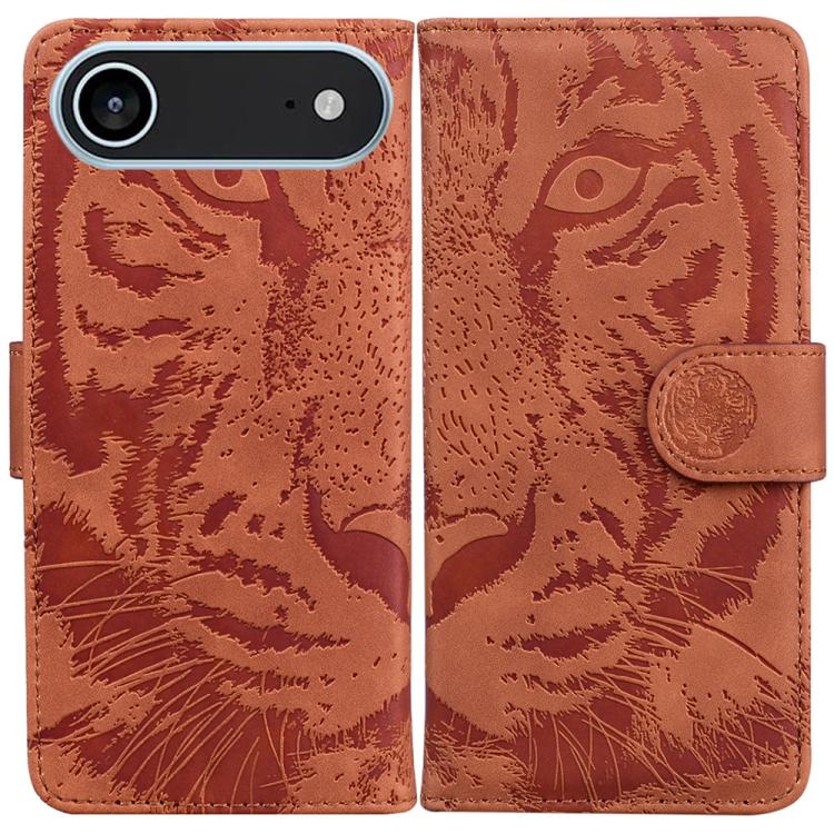 For iPhone Air Tiger Embossing Pattern Leather Phone Case(Brown)