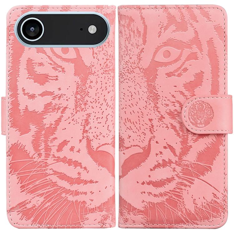 For iPhone Air Tiger Embossing Pattern Leather Phone Case(Pink)