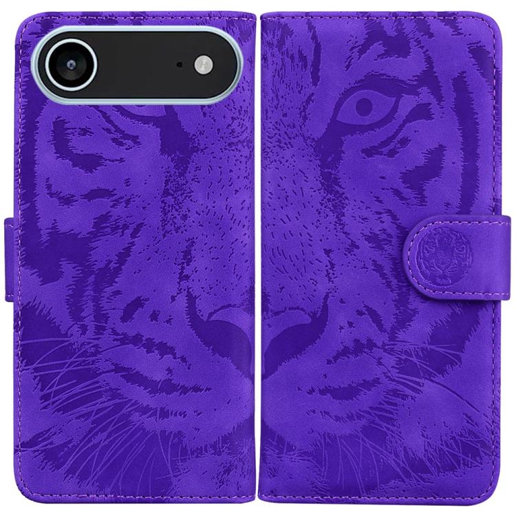 For iPhone Air Tiger Embossing Pattern Leather Phone Case(Purple)