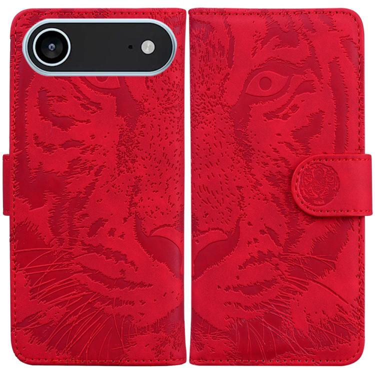 For iPhone Air Tiger Embossing Pattern Leather Phone Case(Red)