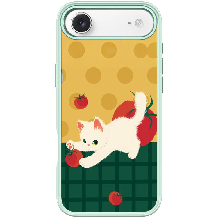 For iPhone Air Tomato Cat Pattern Magnetic Phone Case(Light Green)