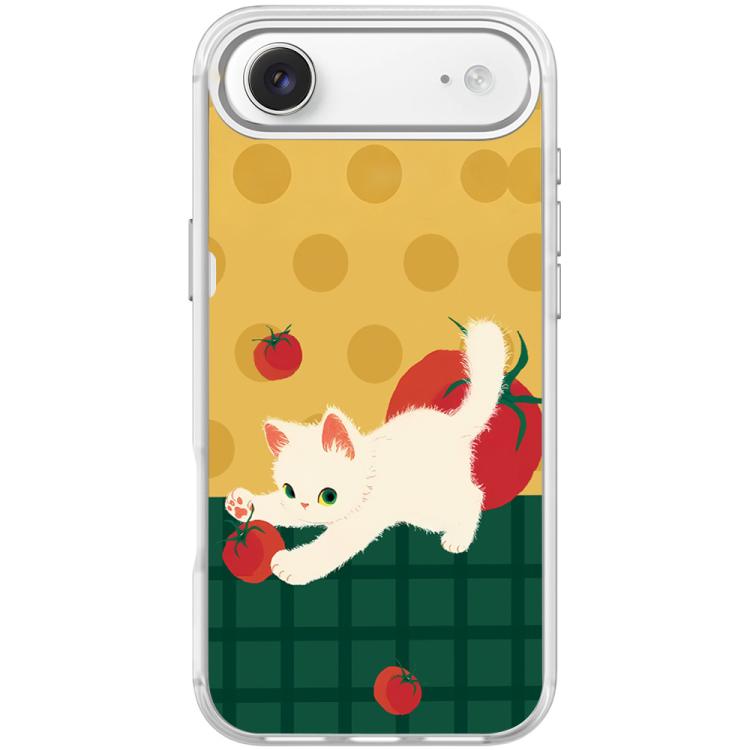 For iPhone Air Tomato Cat Pattern Magnetic Phone Case(Transparent White)