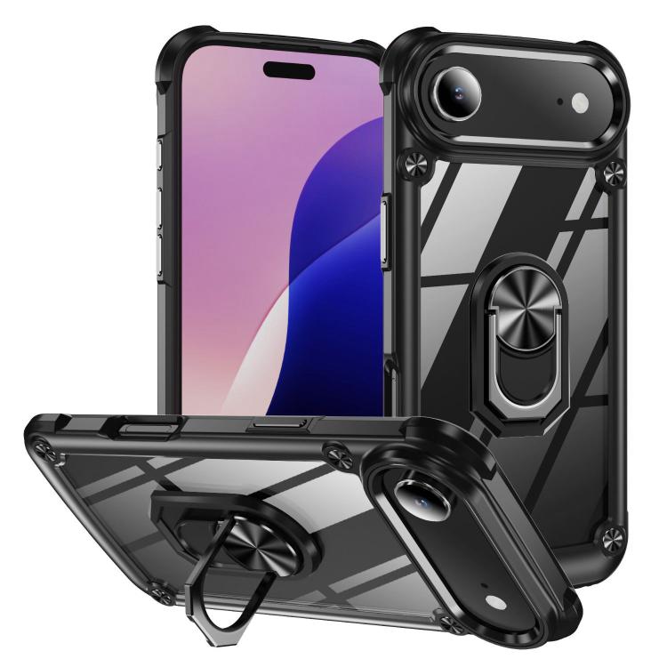 For iPhone Air TPU + PC Lens Protection Phone Case with Ring Holder(Black)