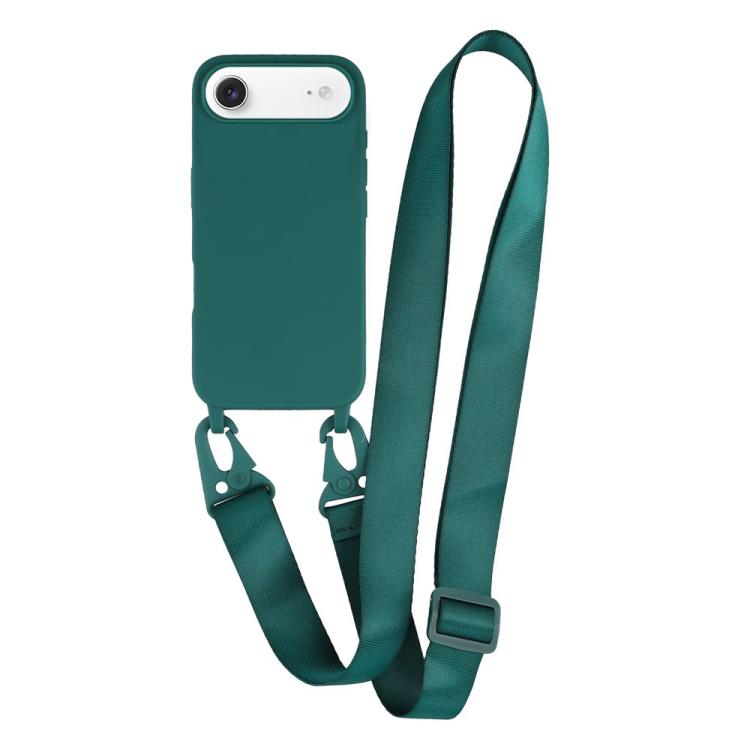 For iPhone Air TPU Soft Matte Phone Case with Long Lanyard(Deep Green)