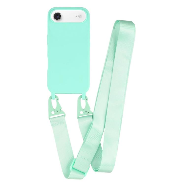For iPhone Air TPU Soft Matte Phone Case with Long Lanyard(Glacier Blue)