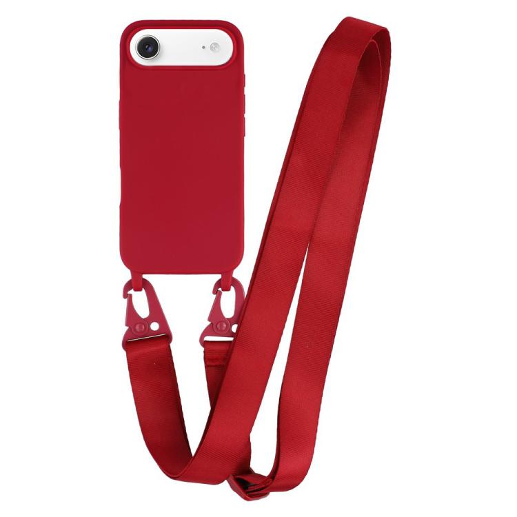 For iPhone Air TPU Soft Matte Phone Case with Long Lanyard(Red)