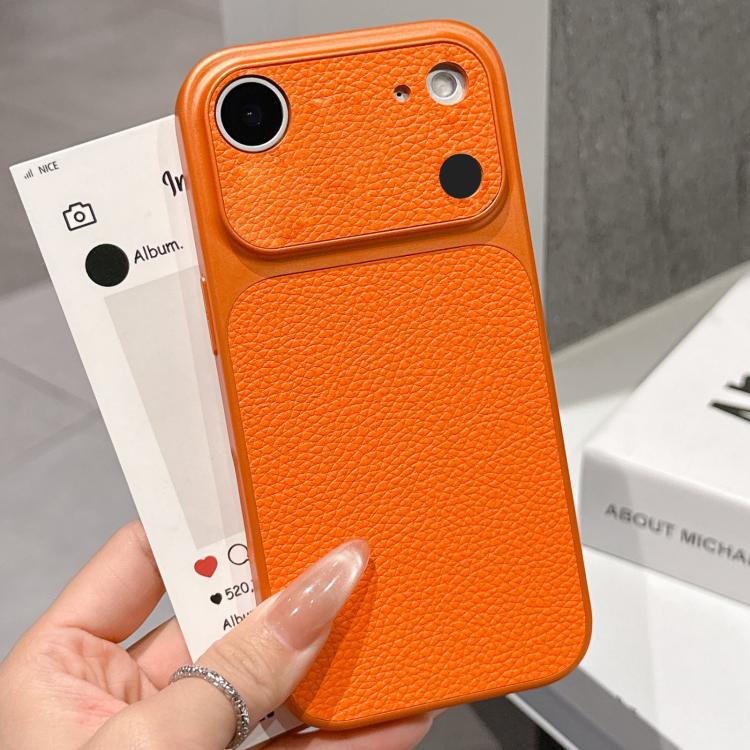 For iPhone Air Transforms Into 17 Series Large Window Frosted Lychee Texture Phone Case(Orange)