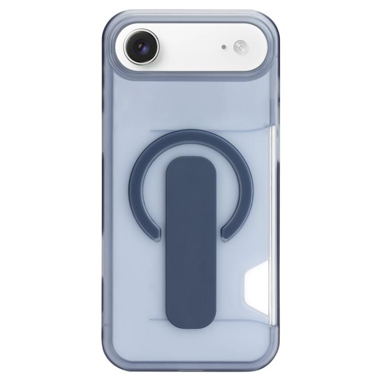 For iPhone Air Translucent Holder Card Slot Magnetic Phone Case(Blue)