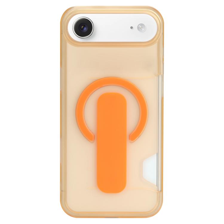 For iPhone Air Translucent Holder Card Slot Magnetic Phone Case(Orange)