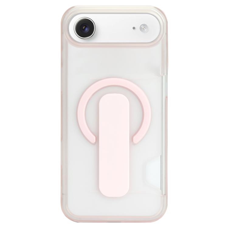 For iPhone Air Translucent Holder Card Slot Magnetic Phone Case(Pink)