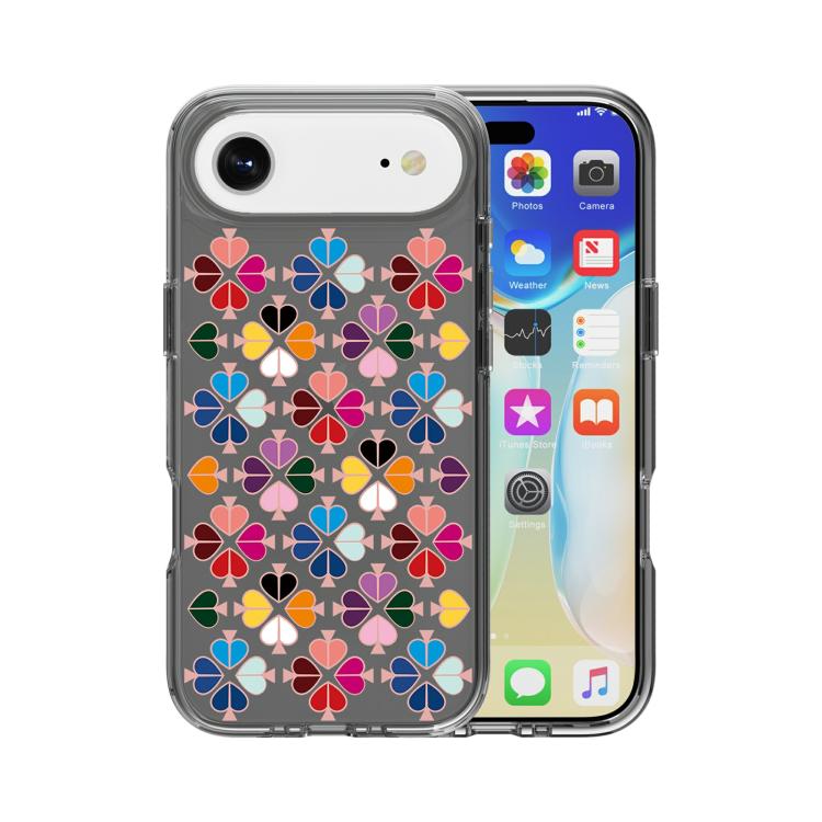 For iPhone Air Transparent Crystal Red Heart Pattern Phone Case(Black)
