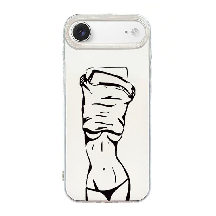 For iPhone Air Transparent Frame IMD Cream Phone Case(Line Girl)