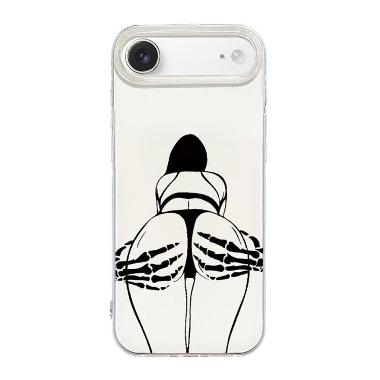 For iPhone Air Transparent Frame IMD Cream Phone Case(Line Skeleton Hand)