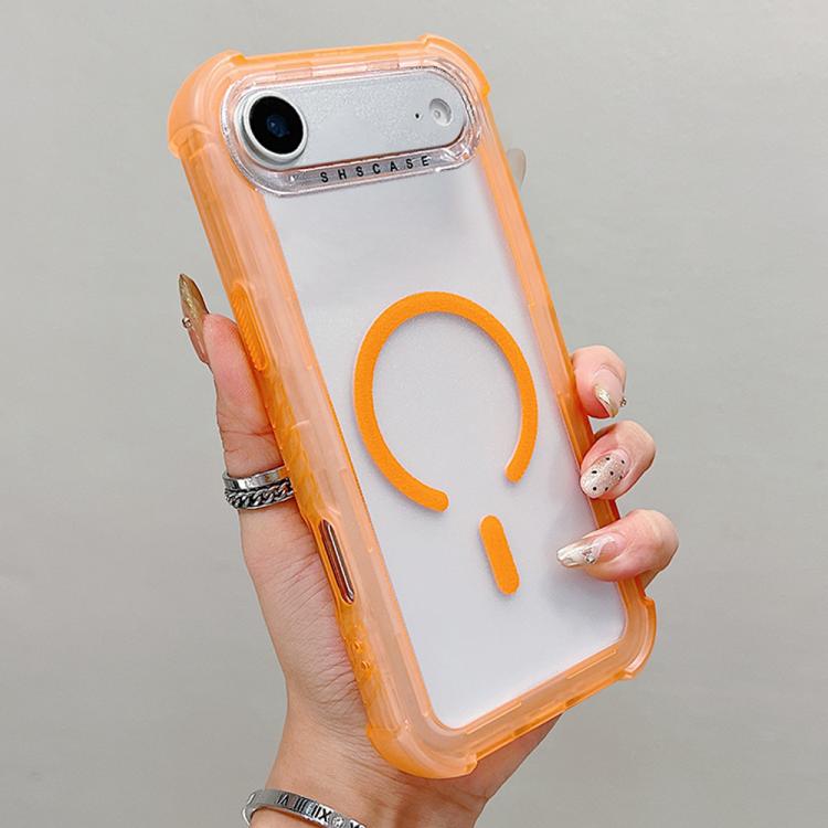 For iPhone Air Transparent Matte TPU Hybrid PC 3-in-1 MagSafe Phone Case(Orange)