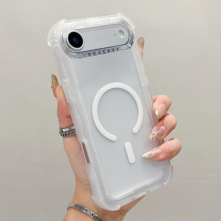 For iPhone Air Transparent Matte TPU Hybrid PC 3-in-1 MagSafe Phone Case(White)