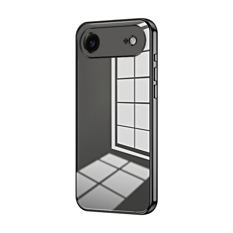 For iPhone Air Transparent Plating Fine Hole Phone Case(Black)