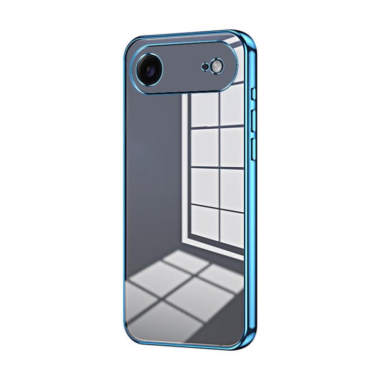 For iPhone Air Transparent Plating Fine Hole Phone Case(Blue)