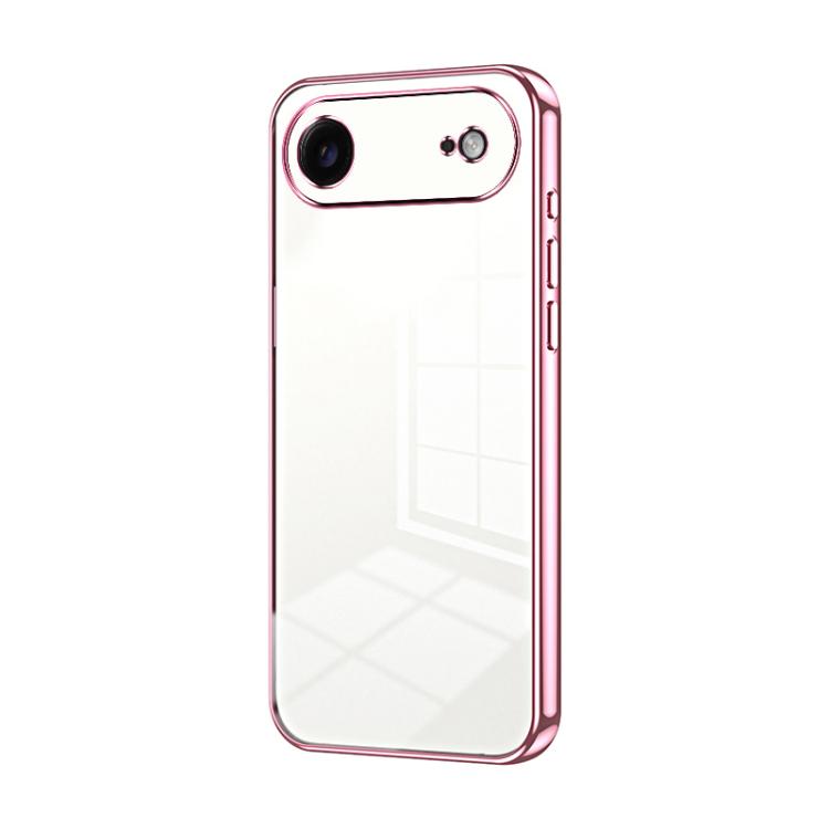For iPhone Air Transparent Plating Fine Hole Phone Case(Pink)