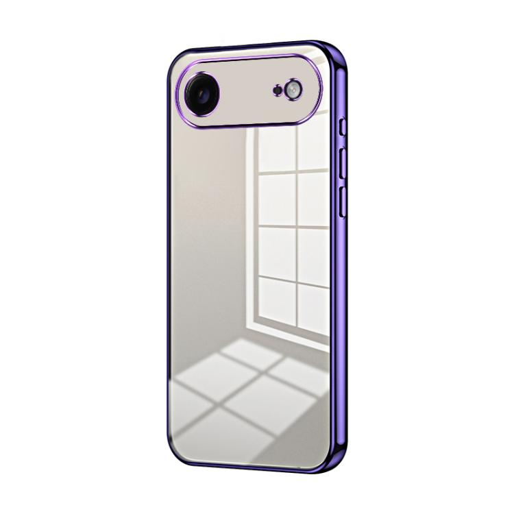 For iPhone Air Transparent Plating Fine Hole Phone Case(Purple)
