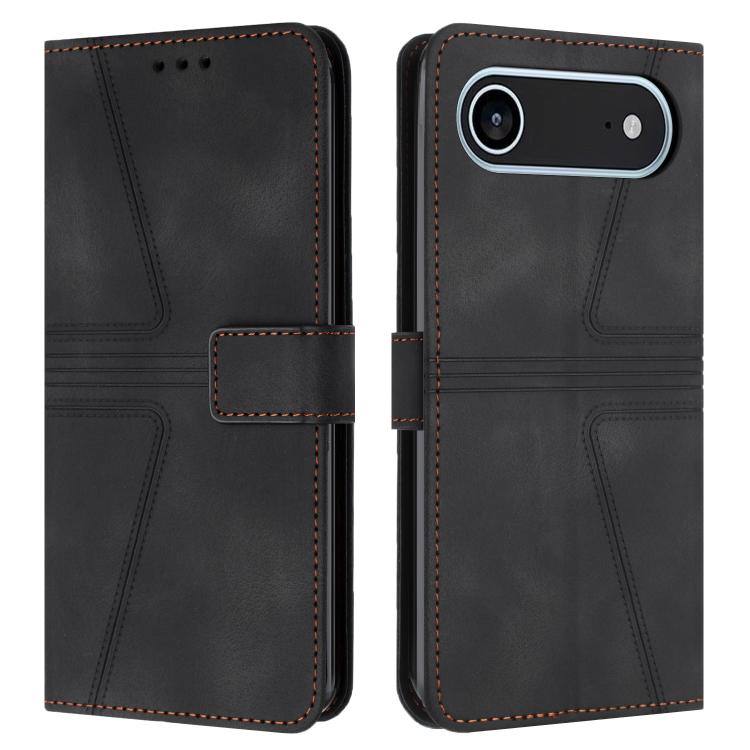 For iPhone Air Triangle Solid Color Leather Phone Case(Black)