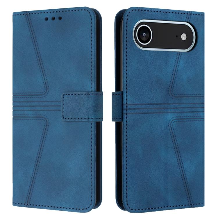 For iPhone Air Triangle Solid Color Leather Phone Case(Blue)