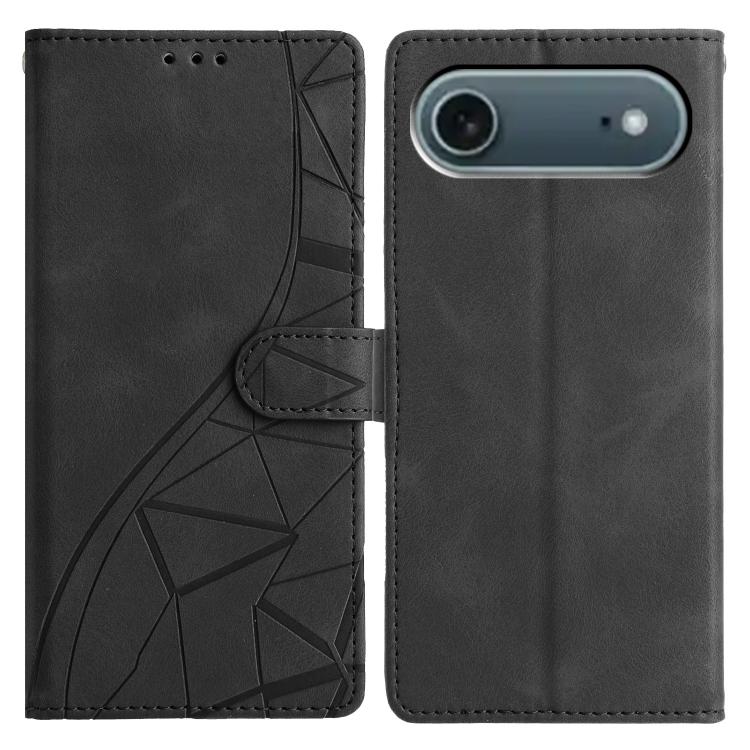 For iPhone Air Triangles Embossed Leather Phone Case(Black)
