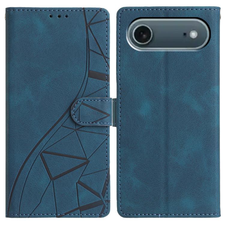 For iPhone Air Triangles Embossed Leather Phone Case(Blue)