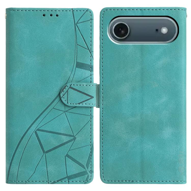For iPhone Air Triangles Embossed Leather Phone Case(Green)