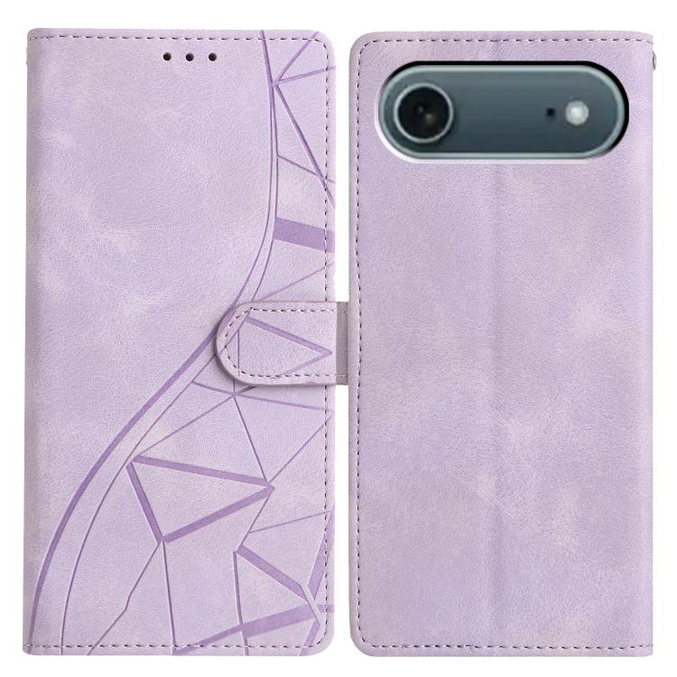 For iPhone Air Triangles Embossed Leather Phone Case(Purple)