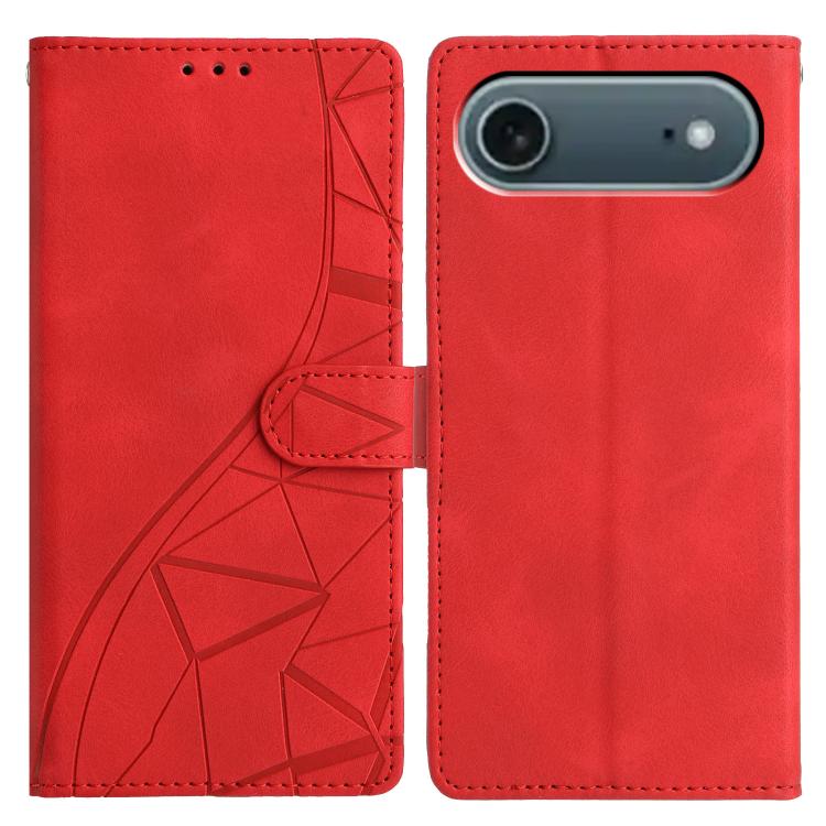 For iPhone Air Triangles Embossed Leather Phone Case(Red)