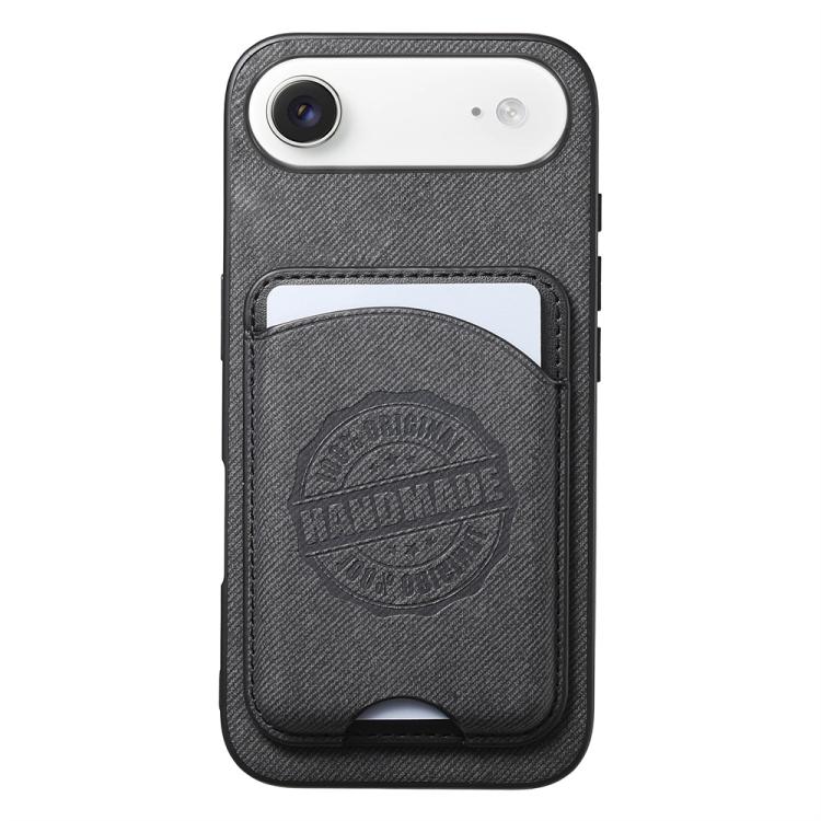 For iPhone Air Twill Texture Vegan Leather Magnetic Phone Cover with Detachable Card Holder(Black)