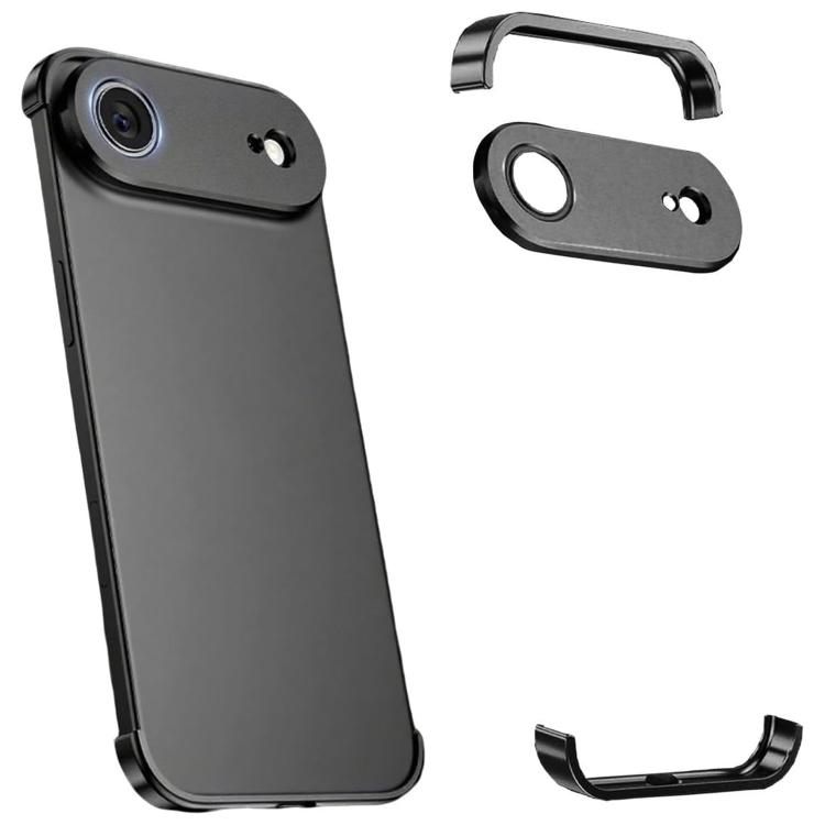 For iPhone Air Ultra-thin Frameless Titanium Alloy Four Corner Shockproof Phone Case(Black)
