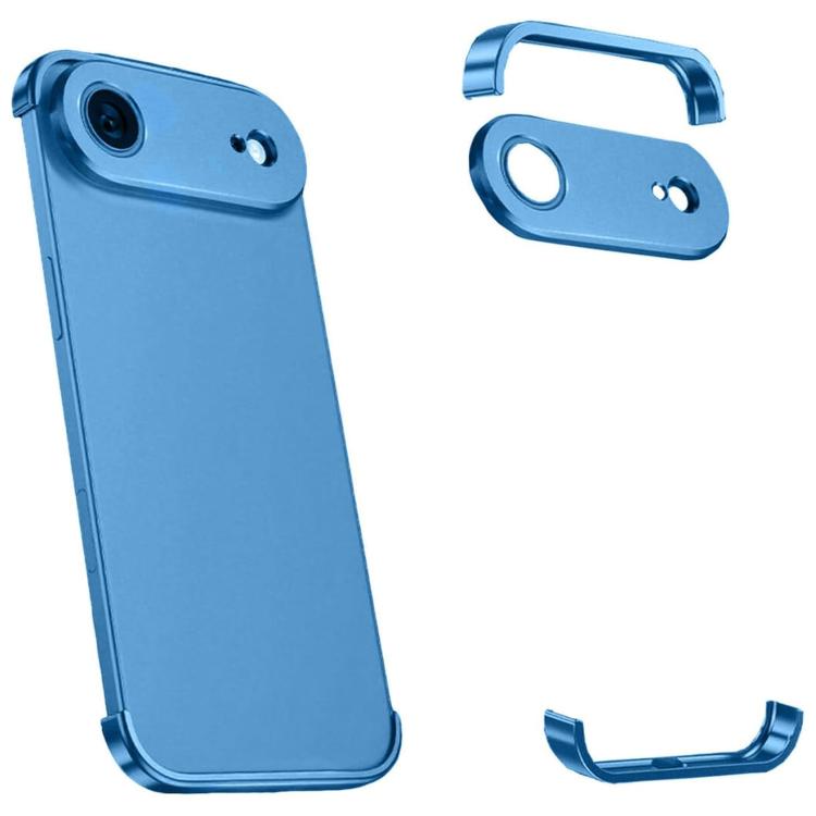 For iPhone Air Ultra-thin Frameless Titanium Alloy Four Corner Shockproof Phone Case(Light Blue)