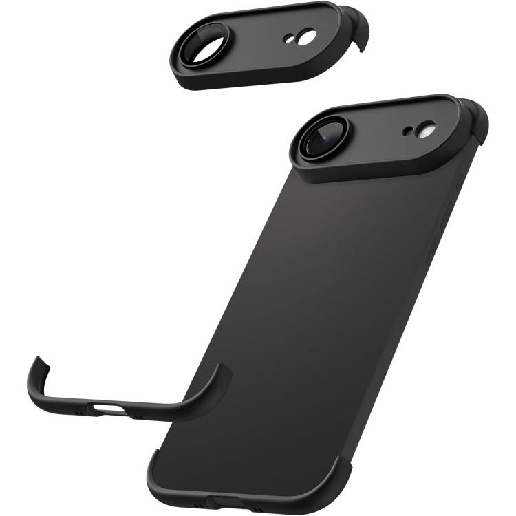 For iPhone Air Ultra-thin Frameless TPU Four Corner Airbags Shockproof Phone Case with Lens Film(Black)
