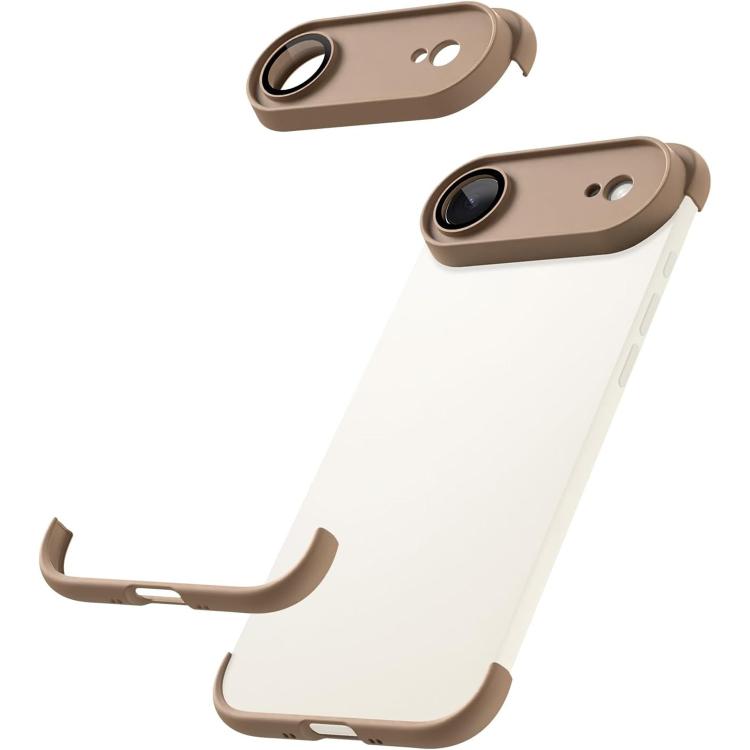 For iPhone Air Ultra-thin Frameless TPU Four Corner Airbags Shockproof Phone Case with Lens Film(Desert Gold)