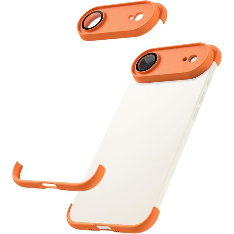 For iPhone Air Ultra-thin Frameless TPU Four Corner Airbags Shockproof Phone Case with Lens Film(Orange)