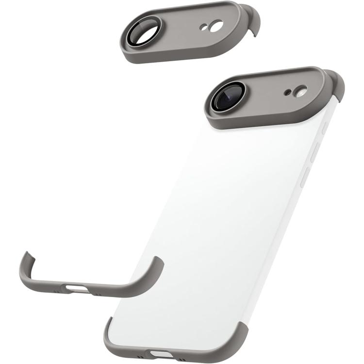 For iPhone Air Ultra-thin Frameless TPU Four Corner Airbags Shockproof Phone Case with Lens Film(Titanium Gray)