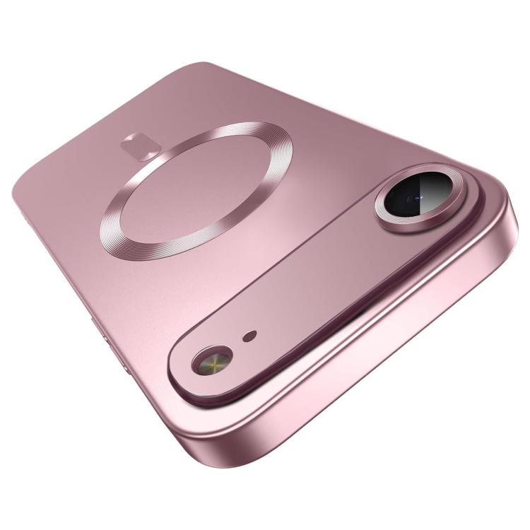 For iPhone Air Ultra thin Metallic TPU MagSafe Phone Case with Lens Film(Pink)