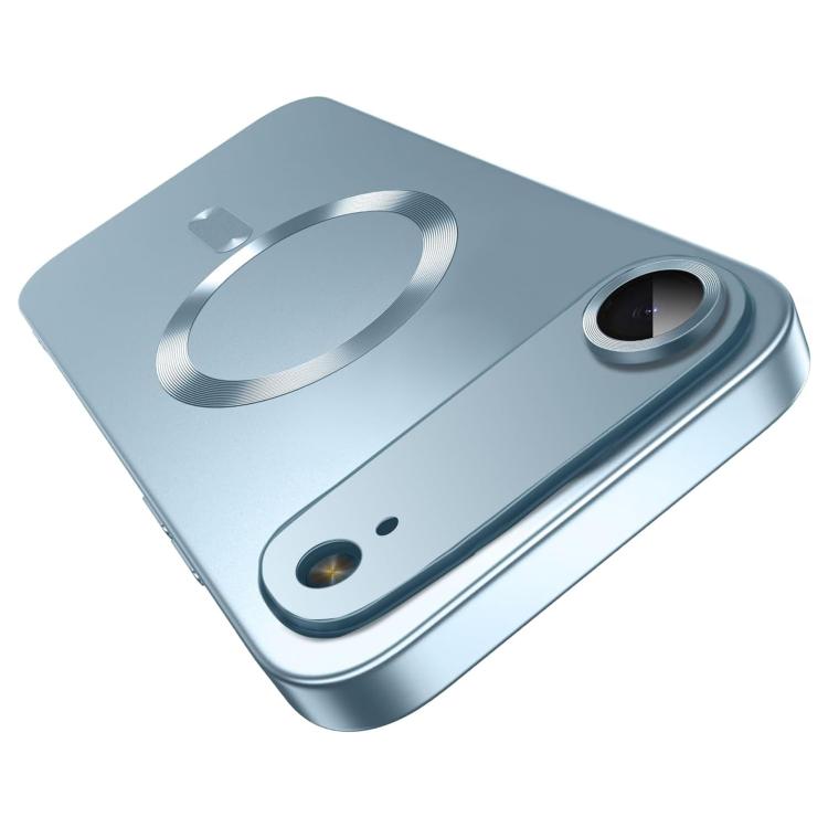 For iPhone Air Ultra thin Metallic TPU MagSafe Phone Case with Lens Film(Sierra Blue)