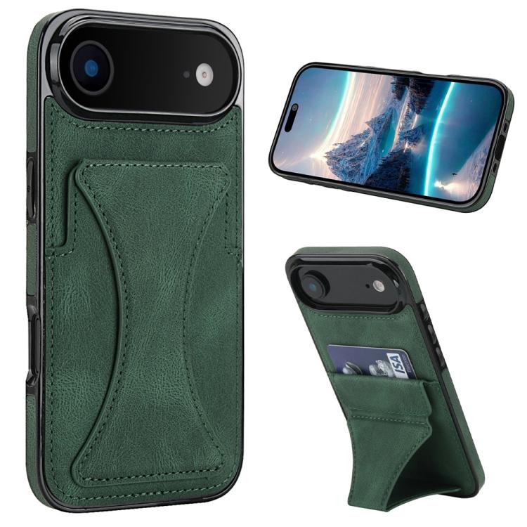 For iPhone Air Ultra-thin Shockproof Phone Protective Case with Holder(Green)