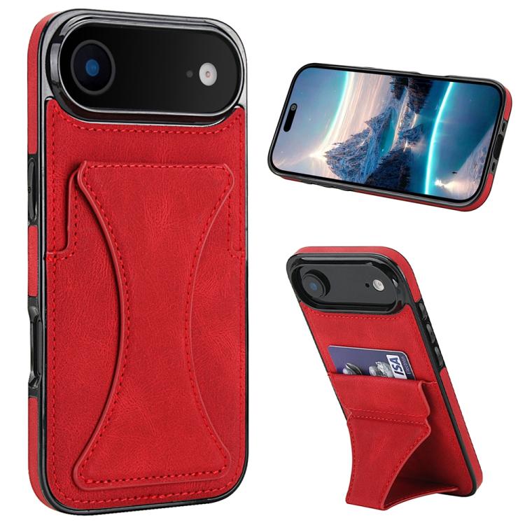 For iPhone Air Ultra-thin Shockproof Phone Protective Case with Holder(Red)