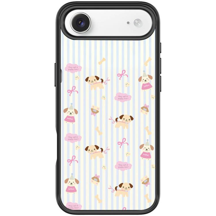 For iPhone Air Vertical Stripes Dog Pattern Magnetic Phone Case(Black)