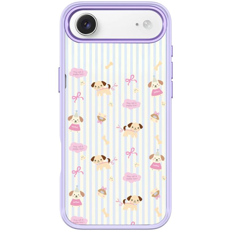For iPhone Air Vertical Stripes Dog Pattern Magnetic Phone Case(Light Purple)