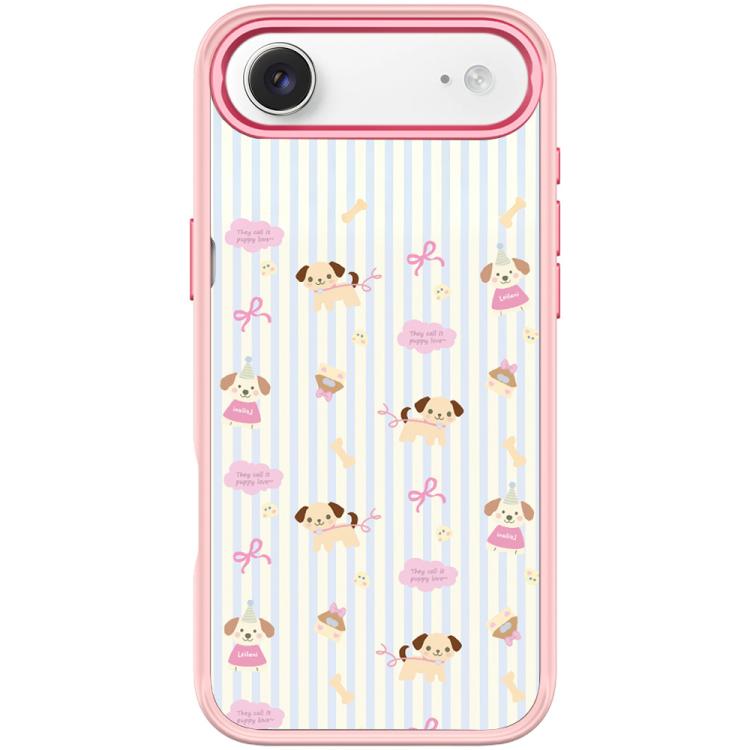 For iPhone Air Vertical Stripes Dog Pattern Magnetic Phone Case(Pink)